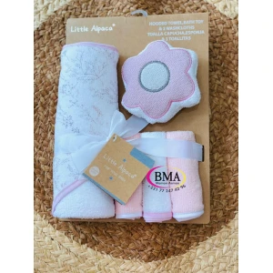 Sortie de bain Little Alpaca bébé avec éponge et 3 gants