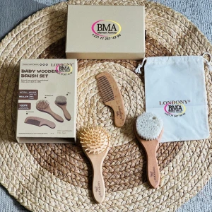 Ensemble peigne et brosse en bois pour bébé