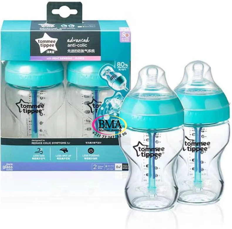 Design sans titre (76) Biberon Tommee Tippee en verre Lot de 2 (250 ml) – Image 1