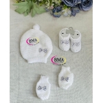 Ensemble bonnet, moufle et chausson en laine – Image 3